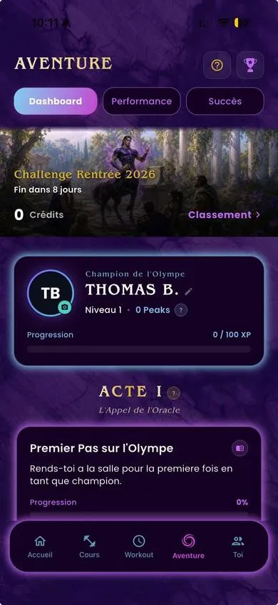 Application Olympeak : Aventure