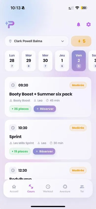 Application Olympeak : Réservation